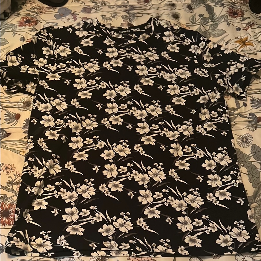 Floral Black and White T-Shirt